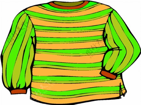 黄绿条纹图案圆领服饰设计
