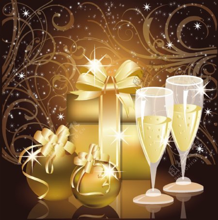 圣诞节香槟美酒礼盒图片