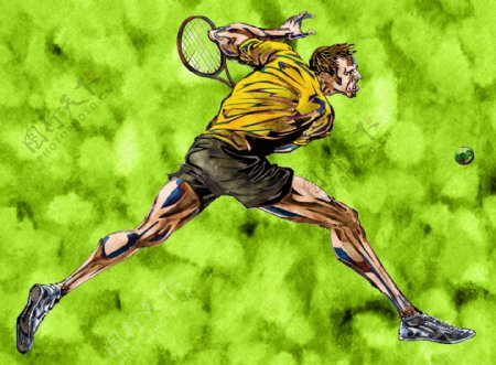 手绘人物网球运动员图片