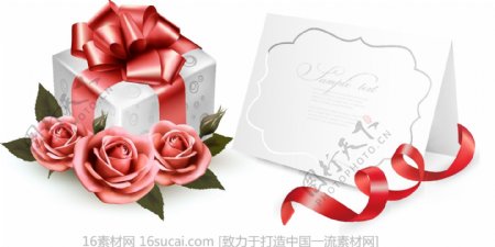 精美玫瑰礼物盒与卡片