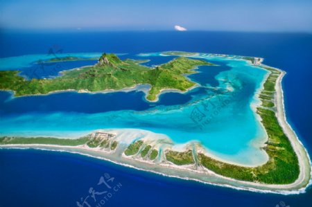 蓝色海岛背景图