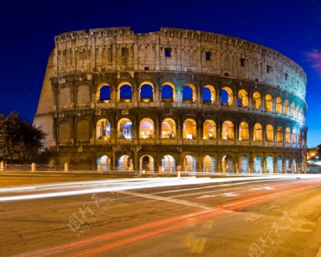 罗马夜景大张淘宝海报背景素材
