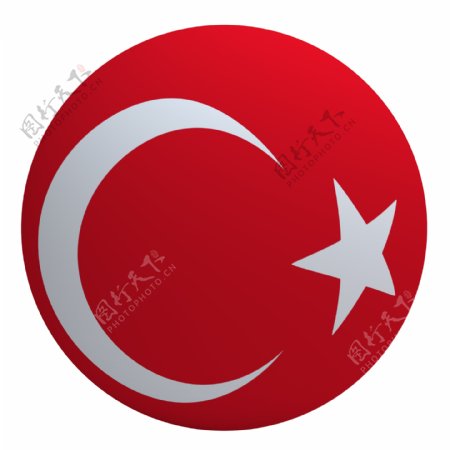 土耳其国旗上的球孤立在白色