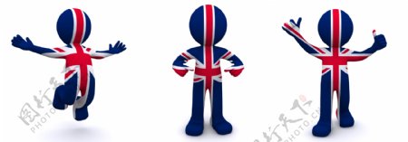 3D人物质感的英国国旗