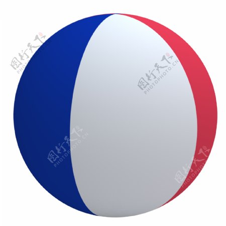 法国国旗上的球孤立在白色