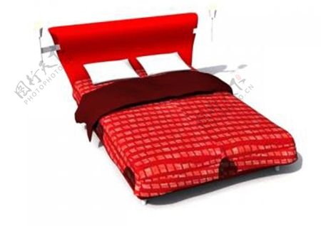 鲜艳的红色双人床