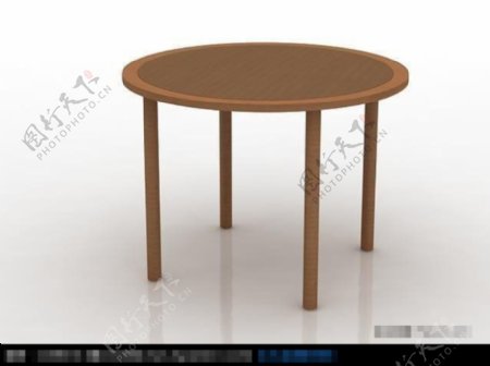 3D圆木桌模型