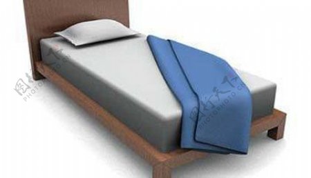 现代风格单人床3D模型