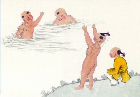 儿童洗澡图