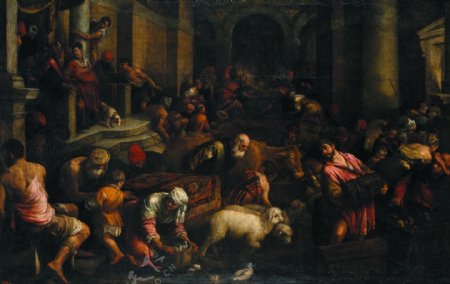 BassanoJacopoExpulsiondelosmercaderesdelTemploCa.1568画家古典画古典建筑古典景物装饰画油画