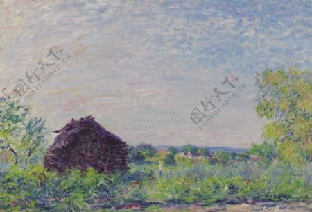 AlfredSisleyLandscapewiththeStackofFirewood1877法国画家阿尔弗莱德西斯莱alfredsisley印象派自然风景天空油画装饰画