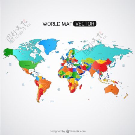 精美彩色世界地图矢量素材