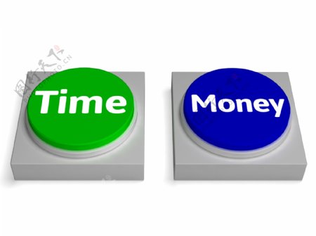 时间和金钱的按钮显示的财政或休闲