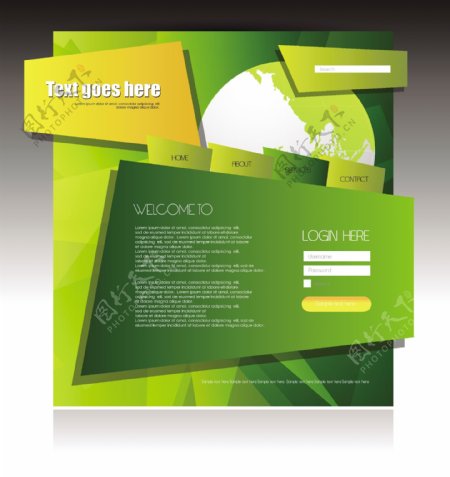 创意时尚绿色的网页设计模板矢量素材01