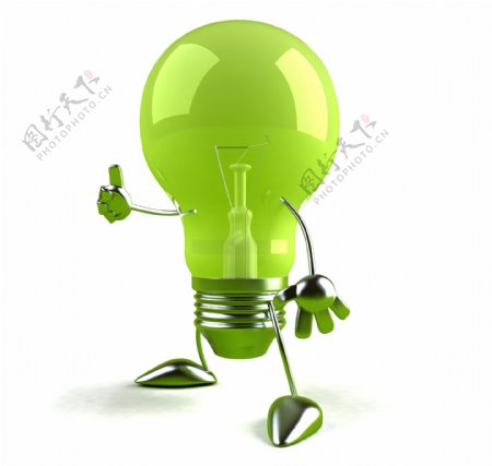 浅绿色的电灯泡小人