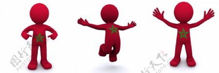 3D人物质感与摩洛哥国旗