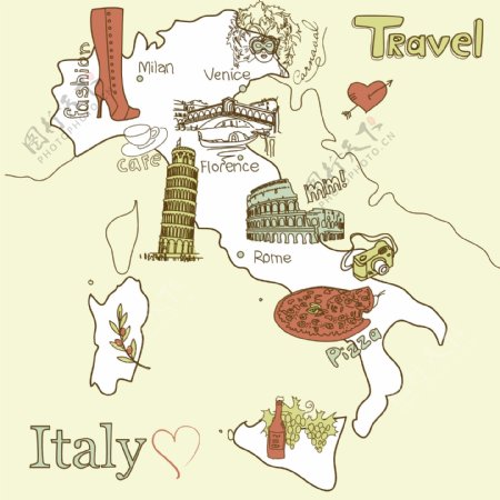 意大利意大利观光创意地图