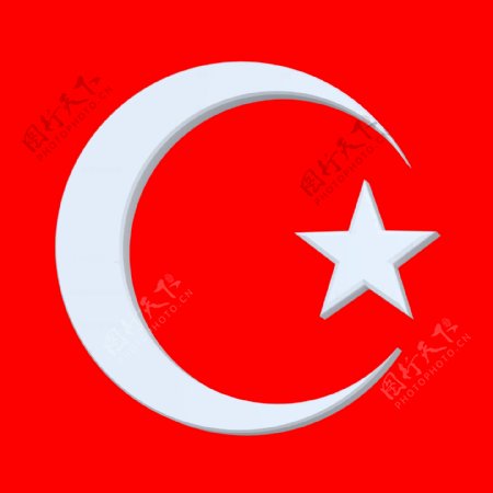 白色的伊斯兰宗教标志在红