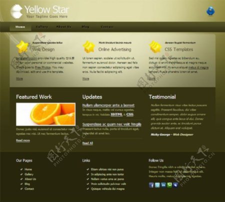 黄色星星CSS网页