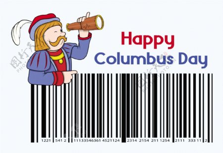 卡通人哥伦布日条码图形