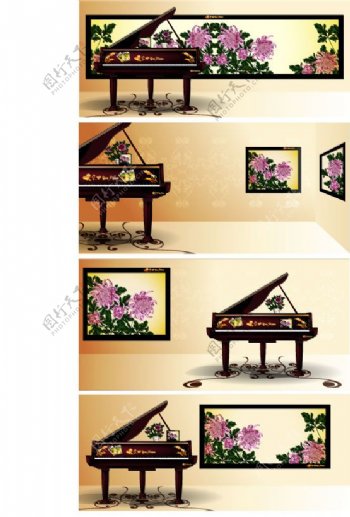 古典钢琴矢量图下载