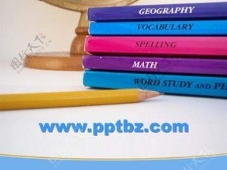 教师ppt模板之彩色的书本和笔