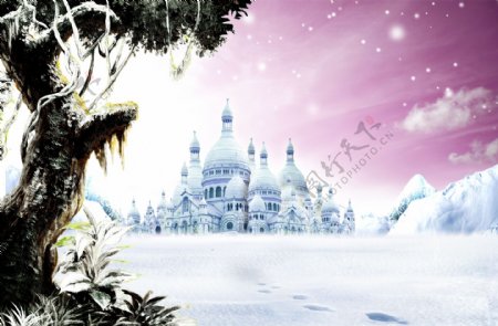 梦幻冬季城堡图片