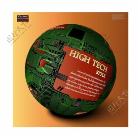 绿色科技球体海报矢量素材
