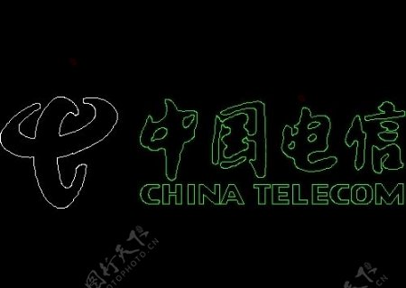 中国电信标志图块CAD饰物陈设图纸素材