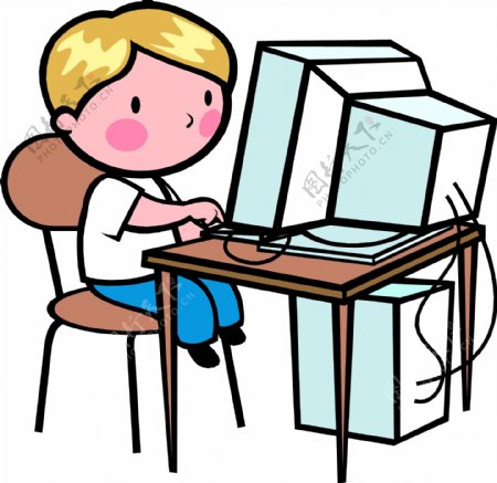玩电脑的小男孩