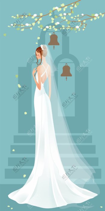 40P之8卡通系列唯美漂亮的婚纱新娘矢量素材sxzj
