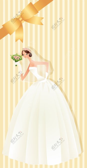 40P之28卡通系列唯美漂亮的婚纱新娘矢量素材sxzj