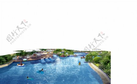 某小区游泳池景观设计PSD效果图