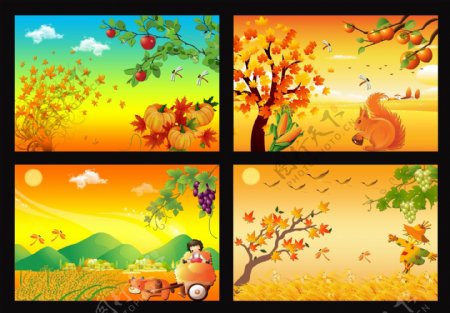 秋天风景画图片