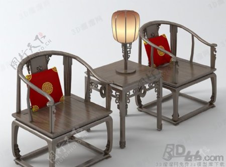 3D古典中式桌椅模型
