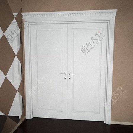 白色欧式的门含贴图