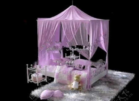 粉色儿童床3d模型