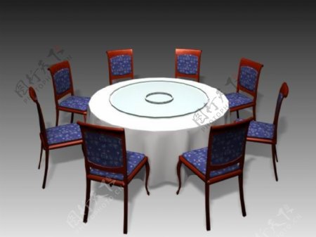 中式饭馆桌子模型