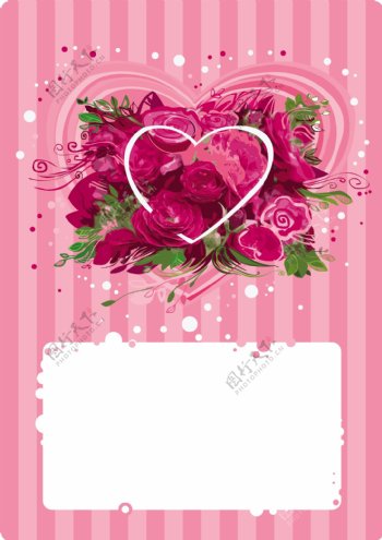 1心形玫瑰花装饰边框矢量素材