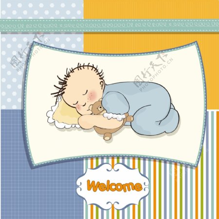婴儿睡觉贺卡封面设计