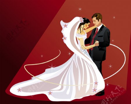 结婚婚礼主题插画矢量图片