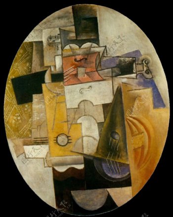 1913Instrumentsdemusique西班牙画家巴勃罗毕加索抽象油画人物人体油画装饰画