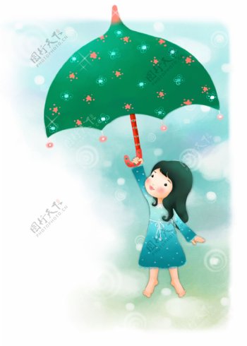 撑伞的小女孩图片