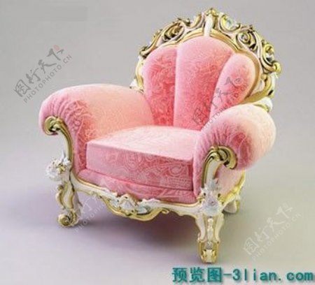 3d欧式豪华单人沙发椅模型