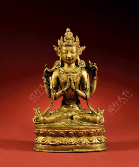 西藏铜合金四臂观音图片
