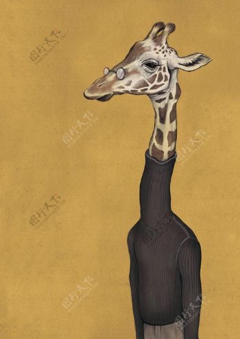 位图动物长颈鹿动物头动物头专题免费素材