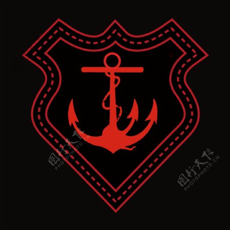 印花矢量图T恤图案徽章标记航海锚免费素材