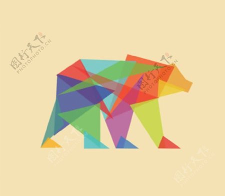 位图动物北极熊几何不规则图形免费素材