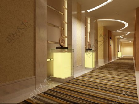 商务酒店宾馆走廊设计效果图图片