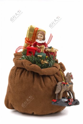 圣诞老人与礼物袋高清图片